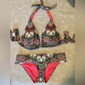Becca Bikini Vibrant Colors with Metal Accents Size Large D Cup